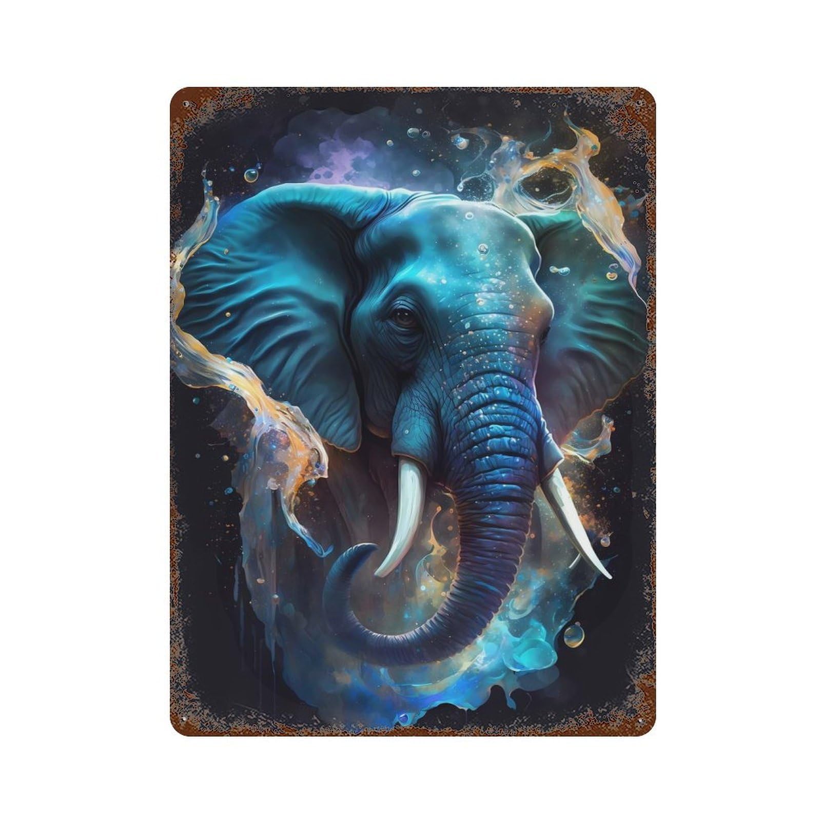 Darling Elephant 15.7"x11.8" Vintage Rust Metal Sign, Decorative Metal Wall Art for Farmhouse, Kitchen And Entryway Decor