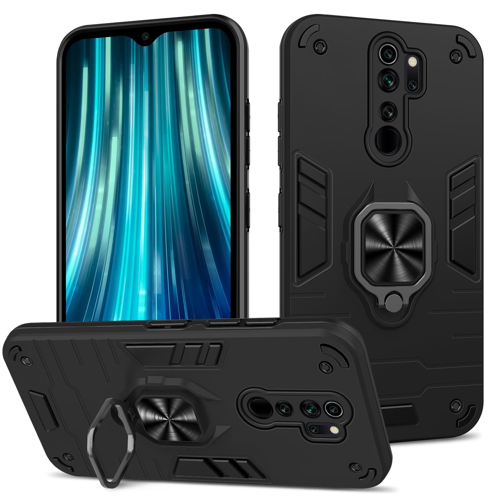 Funda para Samsung Galaxy A13 4G con Cristal Templado Protector Pantalla, Carcasa Antigolpes con Soporte anular metálico, Case Protectora de Grado Militar, Negro — view 118