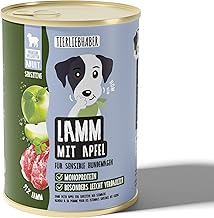 TIERLIEBHABER – Hundefutter Nass 400g Lamm mit Apfel – Von Tierärzten entwickelt – Nassfutter Hund mit 91% Fleischanteil – Dog Food als Hundenassfutter 400g Dosen