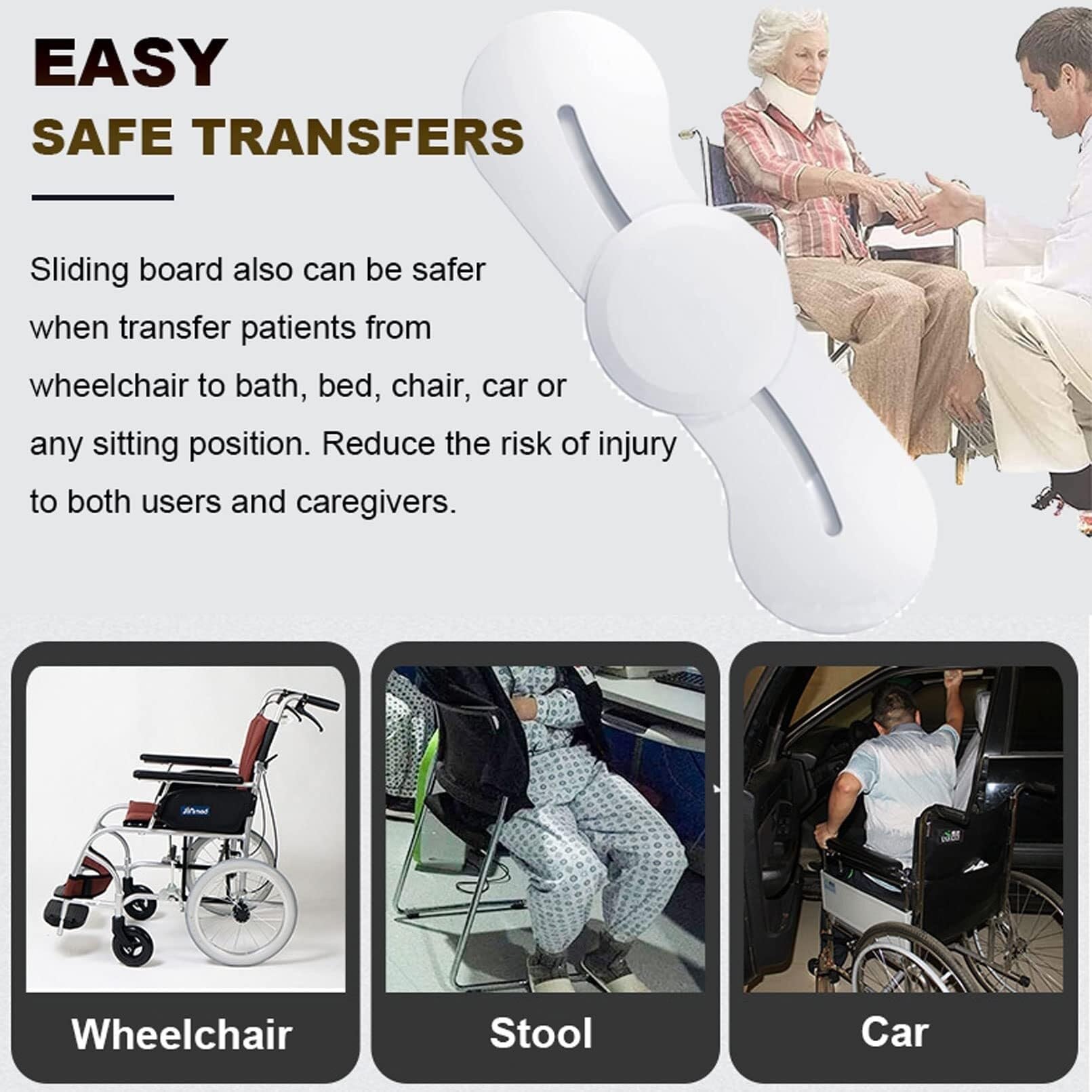 Tabla deslizante para transferencia de silla de ruedas para silla de ruedas, tabla deslizante a transferencia de silla de ruedas, disco deslizante, para adultos mayores, de silla de ruedas a cama,