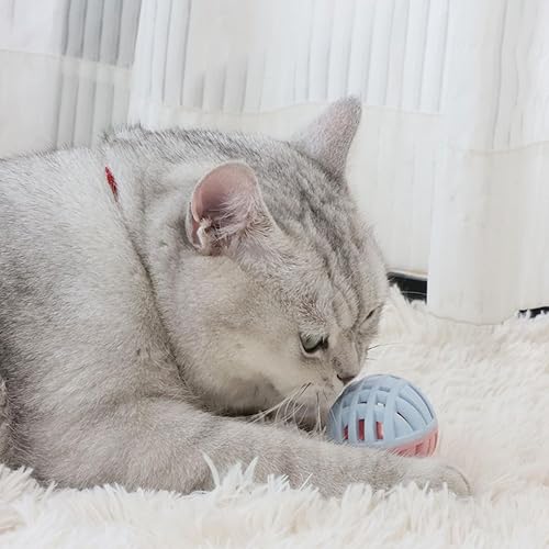 Miniatura 7 de Pelotas de juguete de goma para gatos con campana interior, juguetes interactivos de TPR suave para cachorros, perros y gatitos, bola de molienda de