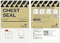 Vista 6 de RHINO RESCUE Sello de pecho ventilado, 4 rejillas de ventilación, apósito estéril de emergencia para trauma, almohadilla adhesiva oclusiva