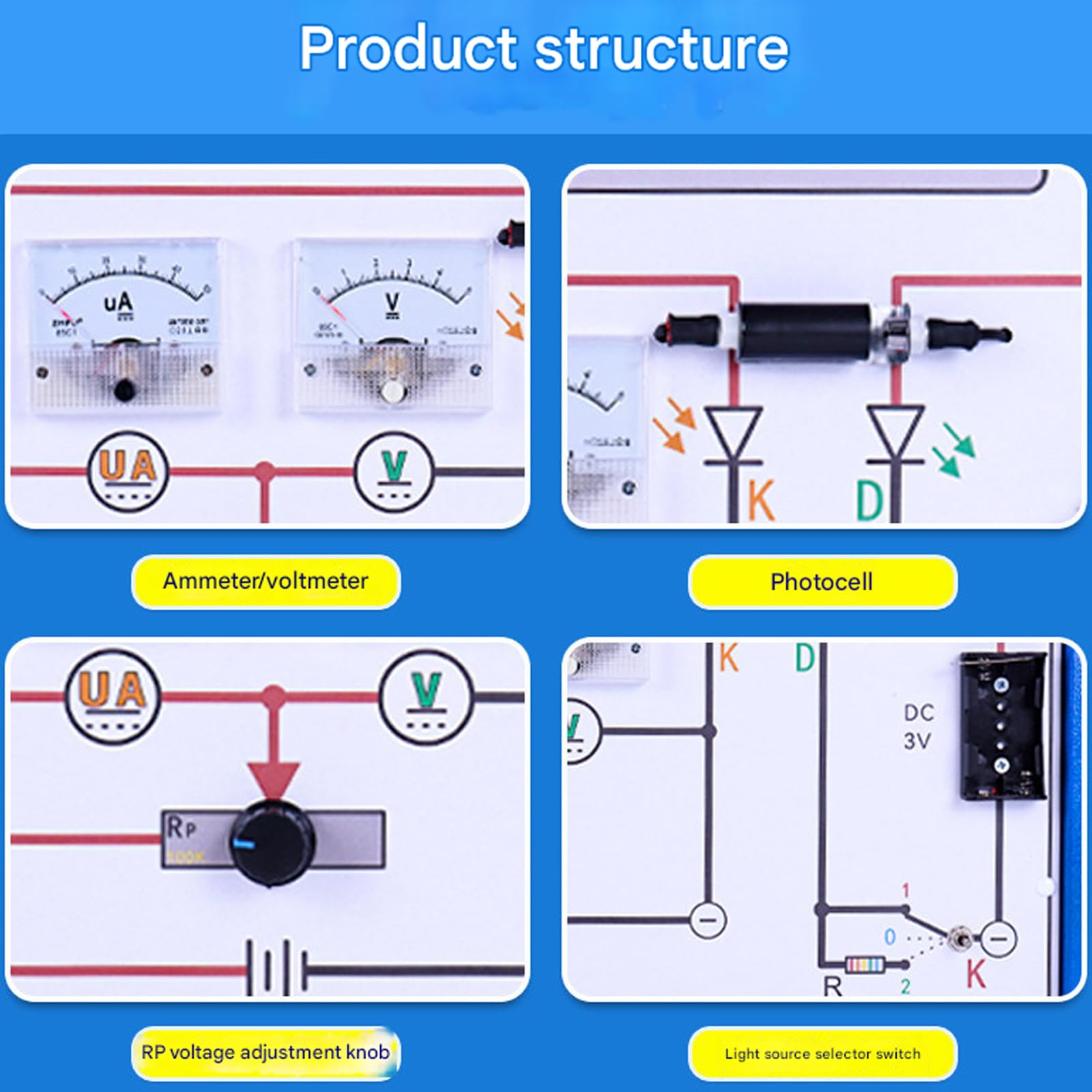 Strumento didattico di fisica Strumento di dimostrazione dell'effetto fotoelettrico per laboratori scolastici in aula ed esperimenti scientifici Strumenti di fisica educativa