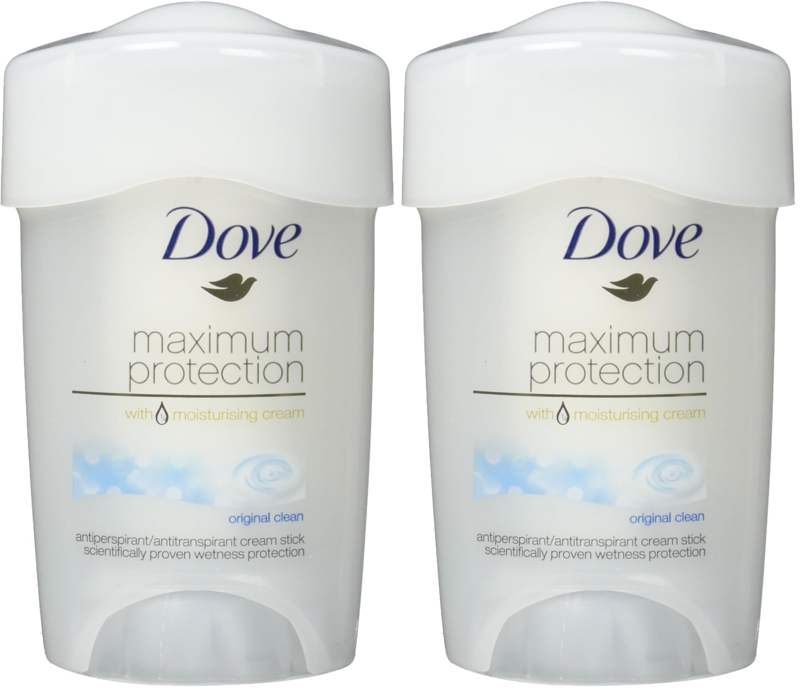 Dove Deodorante Crema Maximum Protection, 1 x 45 ml ciascuno, Fresh Scent, Dermatologicamente Testato, Antitraspirante per Ascelle, Protezione per 48 ore, Per Pelli Sensibili (Confezione da 2)