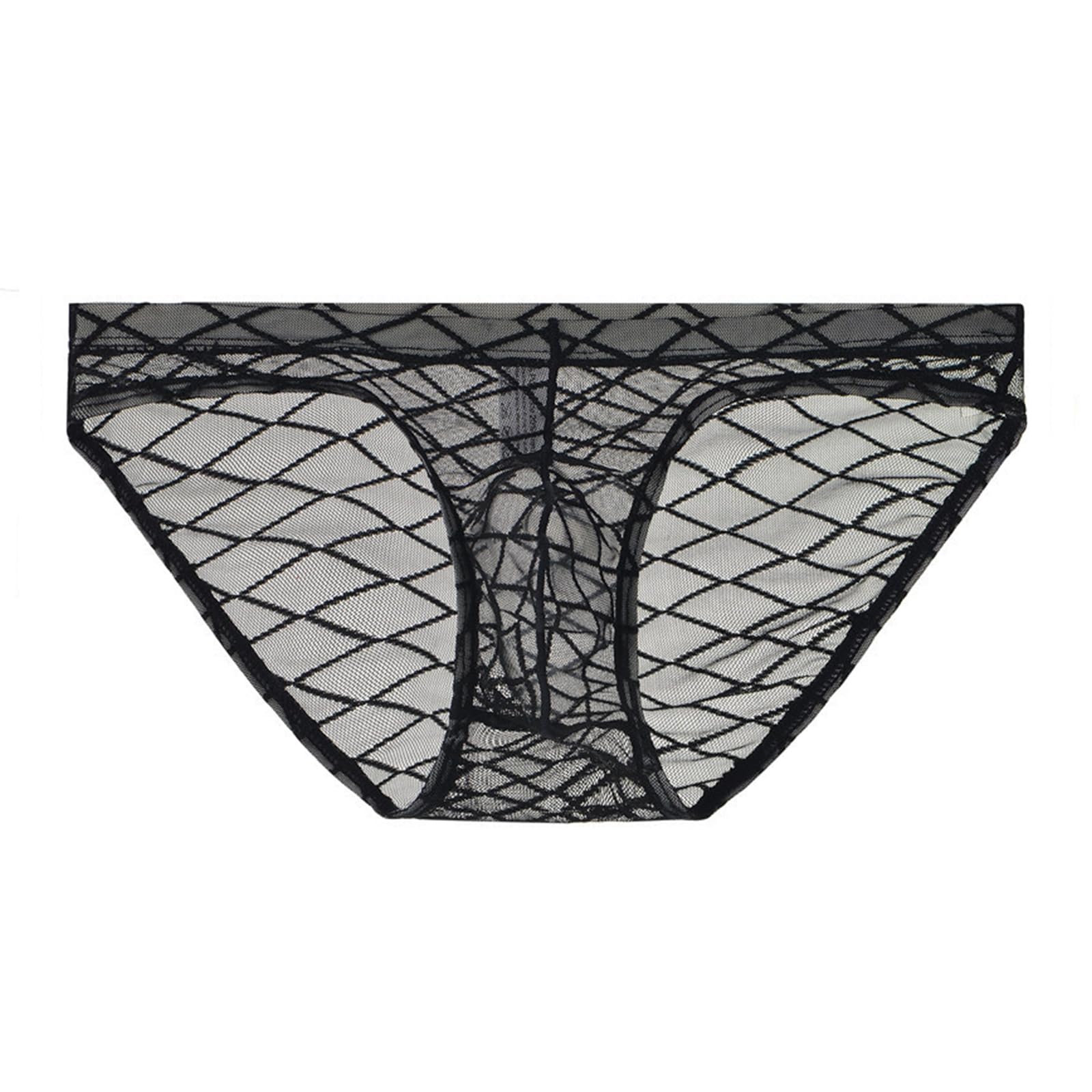 PWMENLK Men's Brief Underwear Ice Silk See Through Sexy Underpants Sports Letter Thong Underwear Seamless Thong Bikini