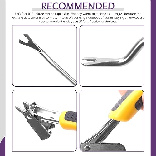 Miniatura 5 de Swpeet 5 piezas de tapicería de tela negra de 60 pulgadas x 3 yardas, repuesto de tela y levantador de tachuelas, extractor de uñas con kit de