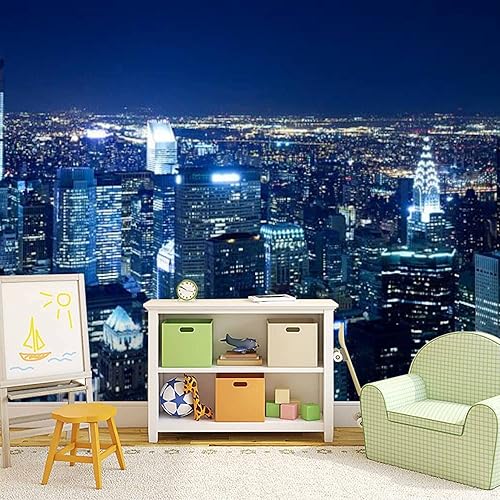 Miniatura 5 de Moderno papel tapiz extraíble 3D autoadhesivo con vista aérea de la ciudad de Nueva York, murales de pared para despegar y pegar para sala de estar,