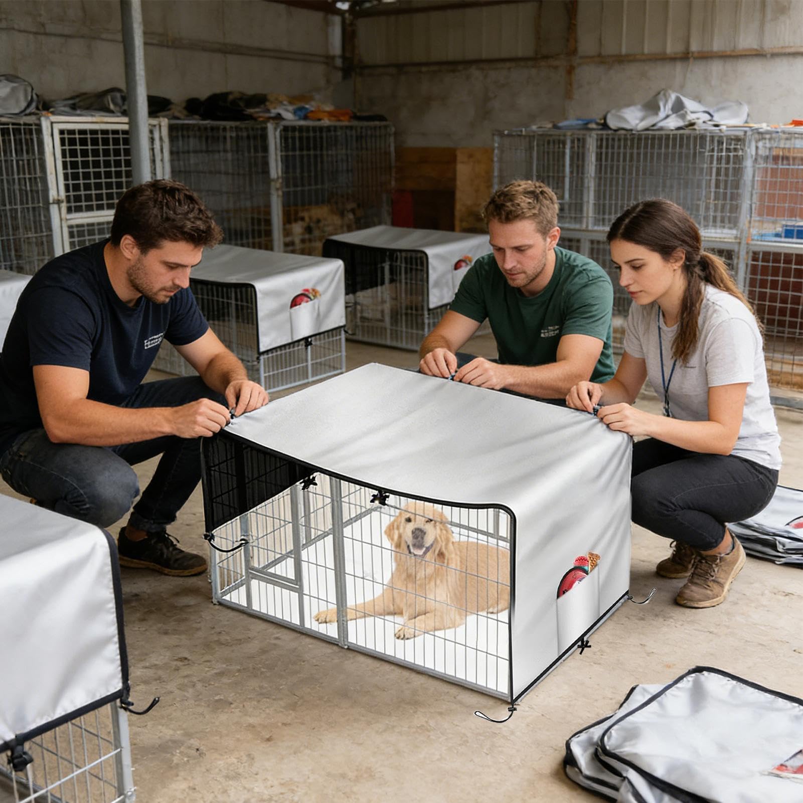 Cubierta de la perrera - 210D Oxford Impermeable de Privacidad, Cubierta Para Cajón Para Perros, Cuidado Portátil Para Animales, Toldo Protectora Exterior | Cubierta de cajón para perros