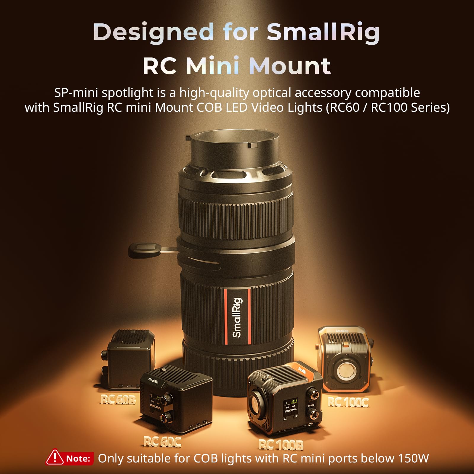 SMALLRIG SP-Mini Spotlight 4939 Accessorio per illuminazione video con supporto RCmini, angolo del fascio 20°, lente rivestita a 6 strati 4939