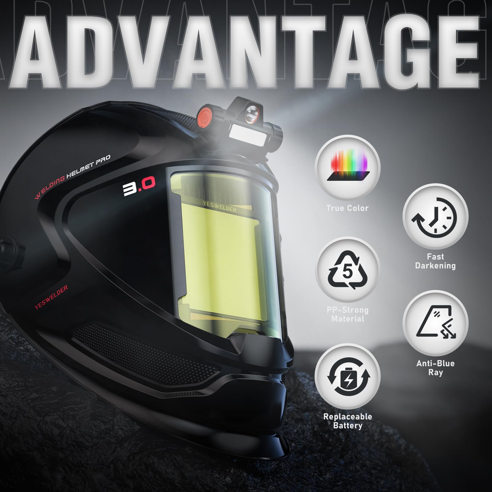 YESWELDER Welding Helmet - LED & Auto-Darkening -2 YESWELDER Welding Helmet - LED & Auto-Darkening -2