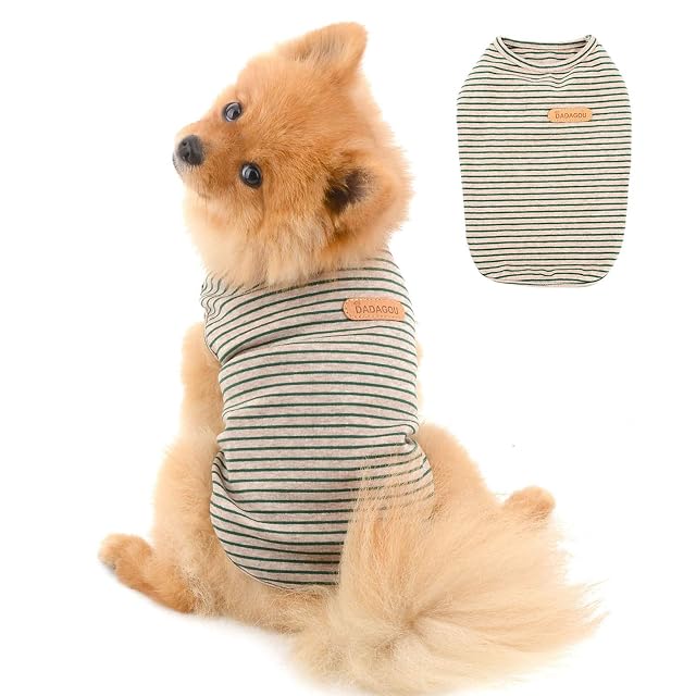 PAIDEFUL Camiseta de algodón suave para perros pequeños británicos, a rayas, chaleco de gato