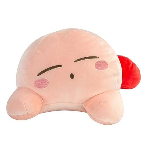 TOMY Games Club Mocchi Suya Sleeping Kirby Mega Plush Toy - 15'' Cute Squishy Toys Licensed Figure Soft Room Decor Bed Pillow Kids for 3 Year Old Boys & Girls,Black,Small, (T12451)