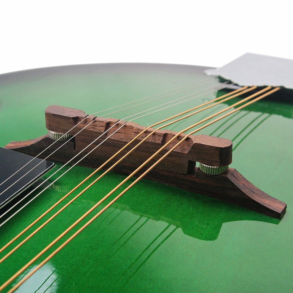 ULTNICE Mandoline Musikinstrument, 8 Saiten, Grün, Modern, Lindenholz, Stahlsaiten, Palisander Griffbrett & Steg, Verstellbarer Steg, Ideal für Anfänger und Musikliebhaber
