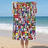 Toalha para copo de futebol mundial, tema de várias bandeiras nacionais, 76 x 152 cm, grande, presentes para copa de futebol mundial, toalha de praia macia para homens, mulheres, piscina, academia