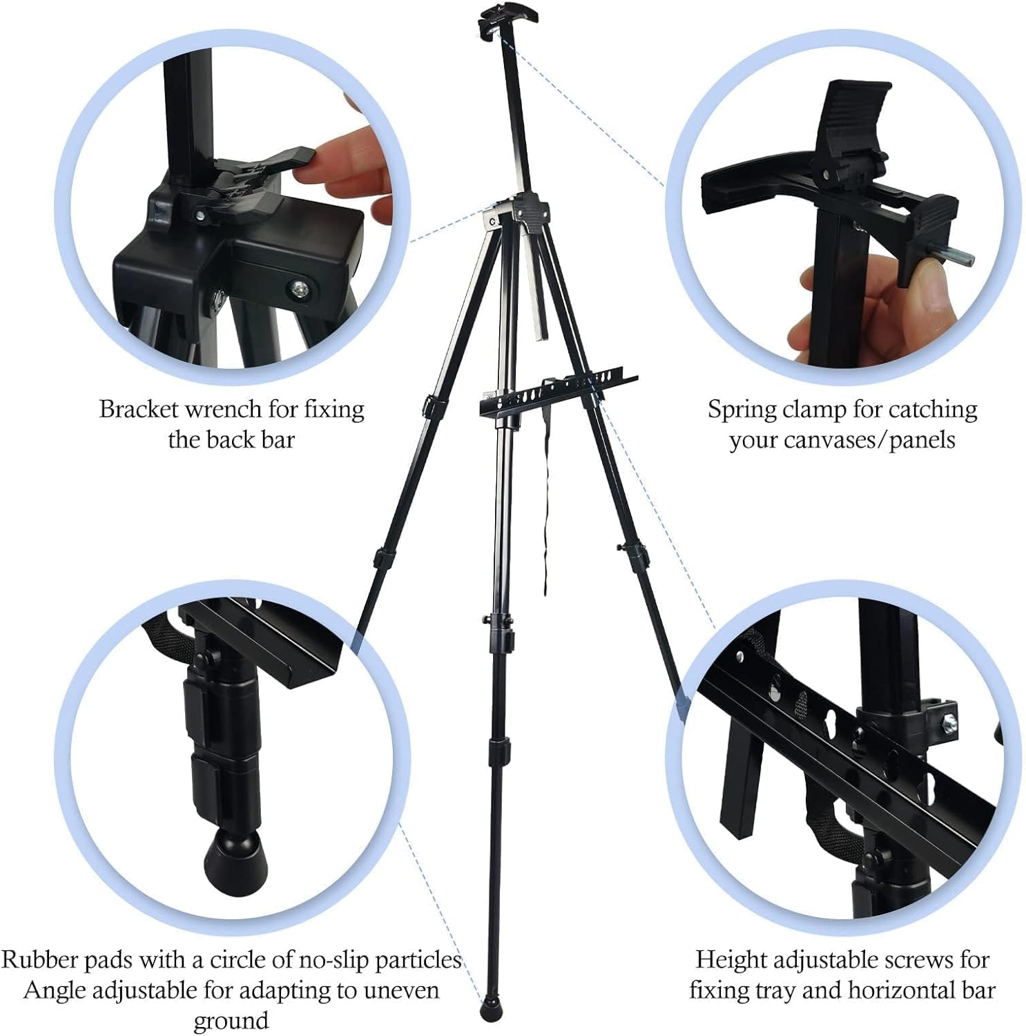 Art Painting Display Artist Easel Stand,Ns Jymb Portable Metal Adjustable Easels for Painting Canvases Height from 17 to 66 Inch - Carry Bag for Table-Top/Floor Displaying and Wedding Signs - Black - Image 7