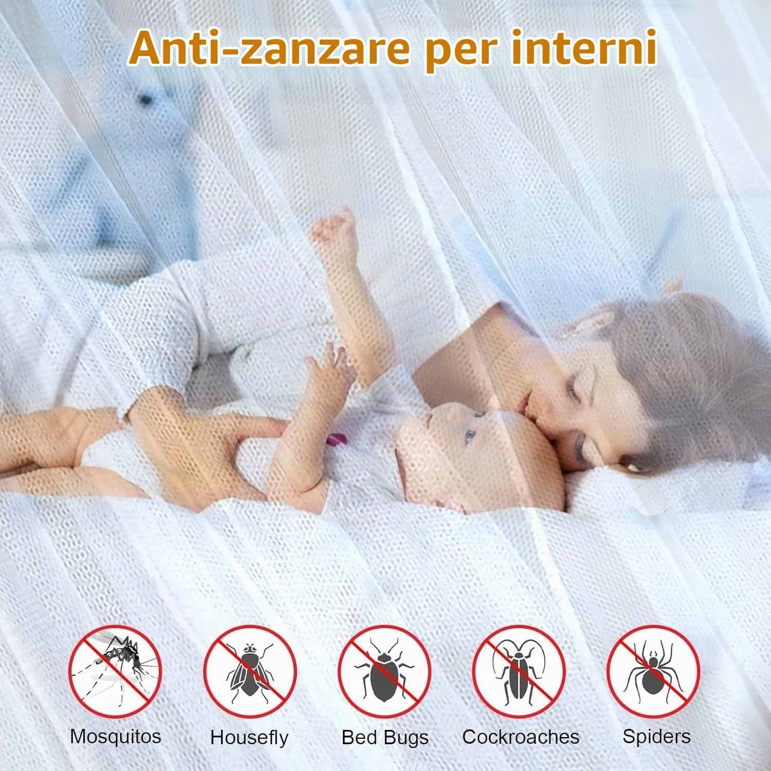 Zanzariera sul letto, Grande Lusso Principessa Letto a baldacchino Viaggio Zanzariera Biancheria Letto Zanzariera Tre Aperture Laterali per Camera Letto all'aperto Patio Amaca (150x200x200)