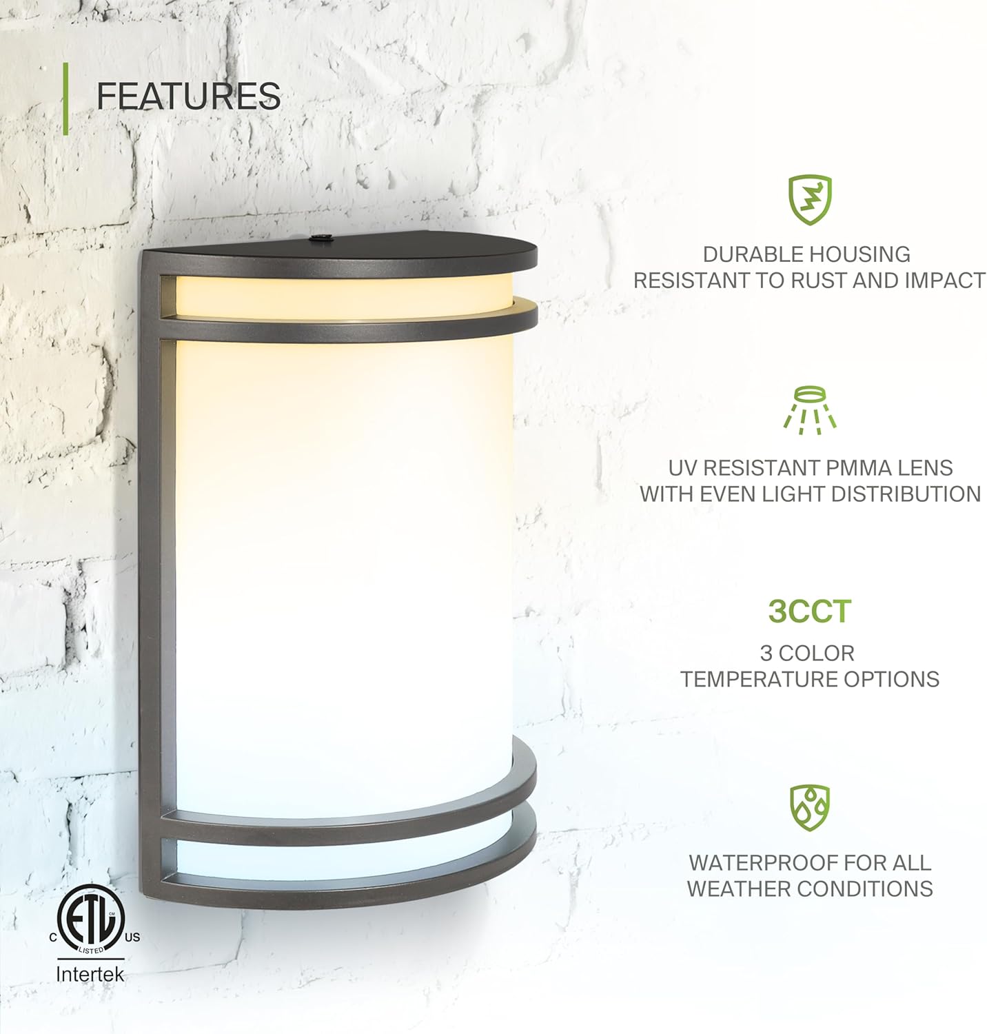 ASD 10 Inch LED Outdoor Sconce Lights - 15W 120-277V 3000K 4000K 5000K Bronze Exterior Lighting Fixtures, Dimmable Exterior Lights for House, Modern Patio Wall Light Fixture ETL