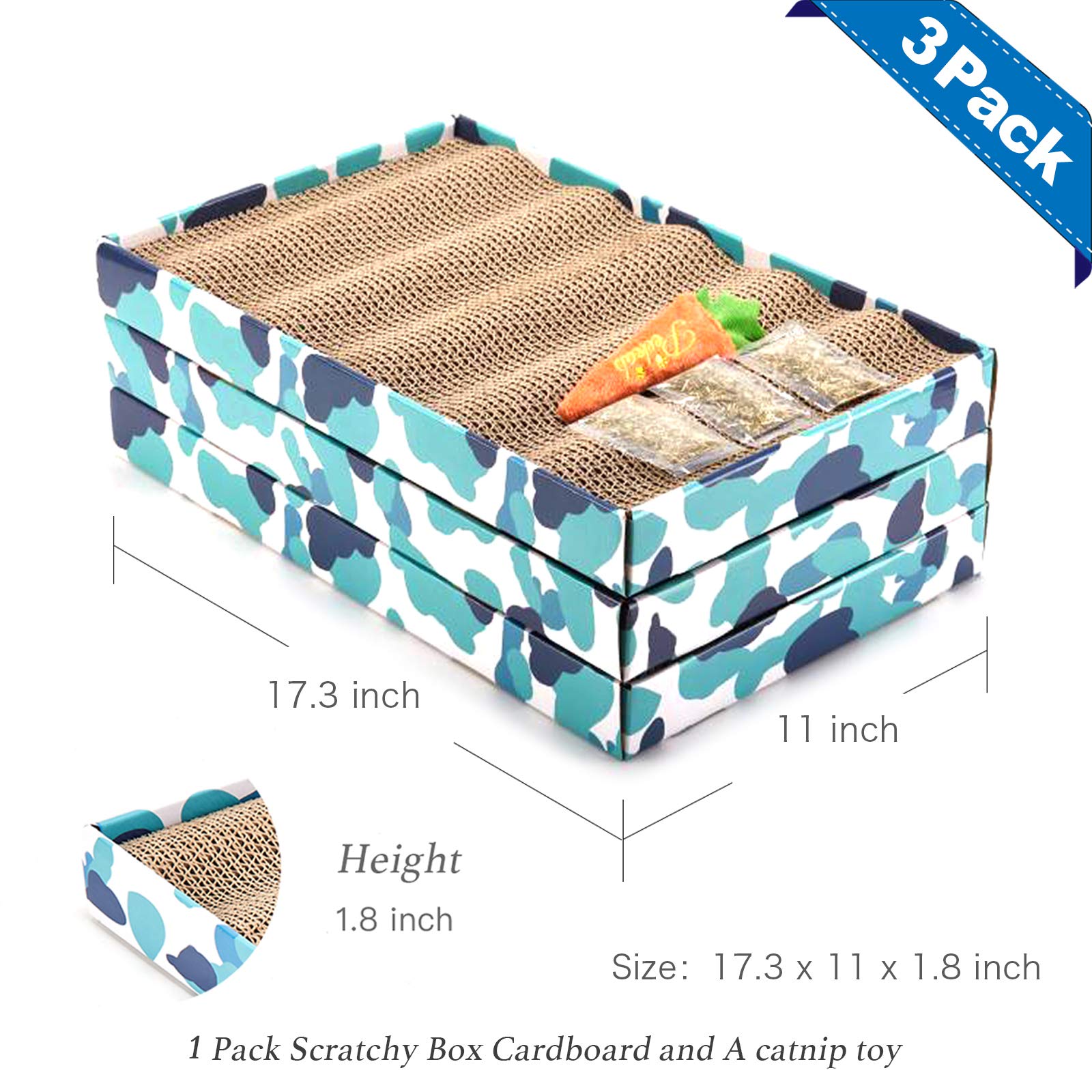PEEKAB Rascador de cartón reversible para gatos, tabla de rascar corrugada para gatitos, cama con hierba gatera incluida (3 unidades, XXL)