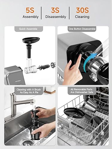 Miniatura 8 de Exprimidor de prensa lenta en frío para frutas, verduras, apio, zanahoria, jengibre, máquina de exprimidor de masticación, función inversa dura