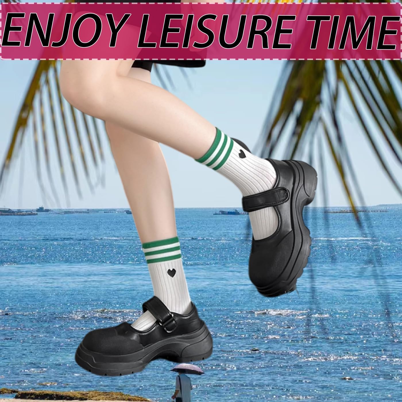 CHUNFO Cute Heart White Red Ankle Women Socks Frilly Fun Bear Pattern Long Crew Novelty Aesthetic Girls Sock 4 & More Pairs