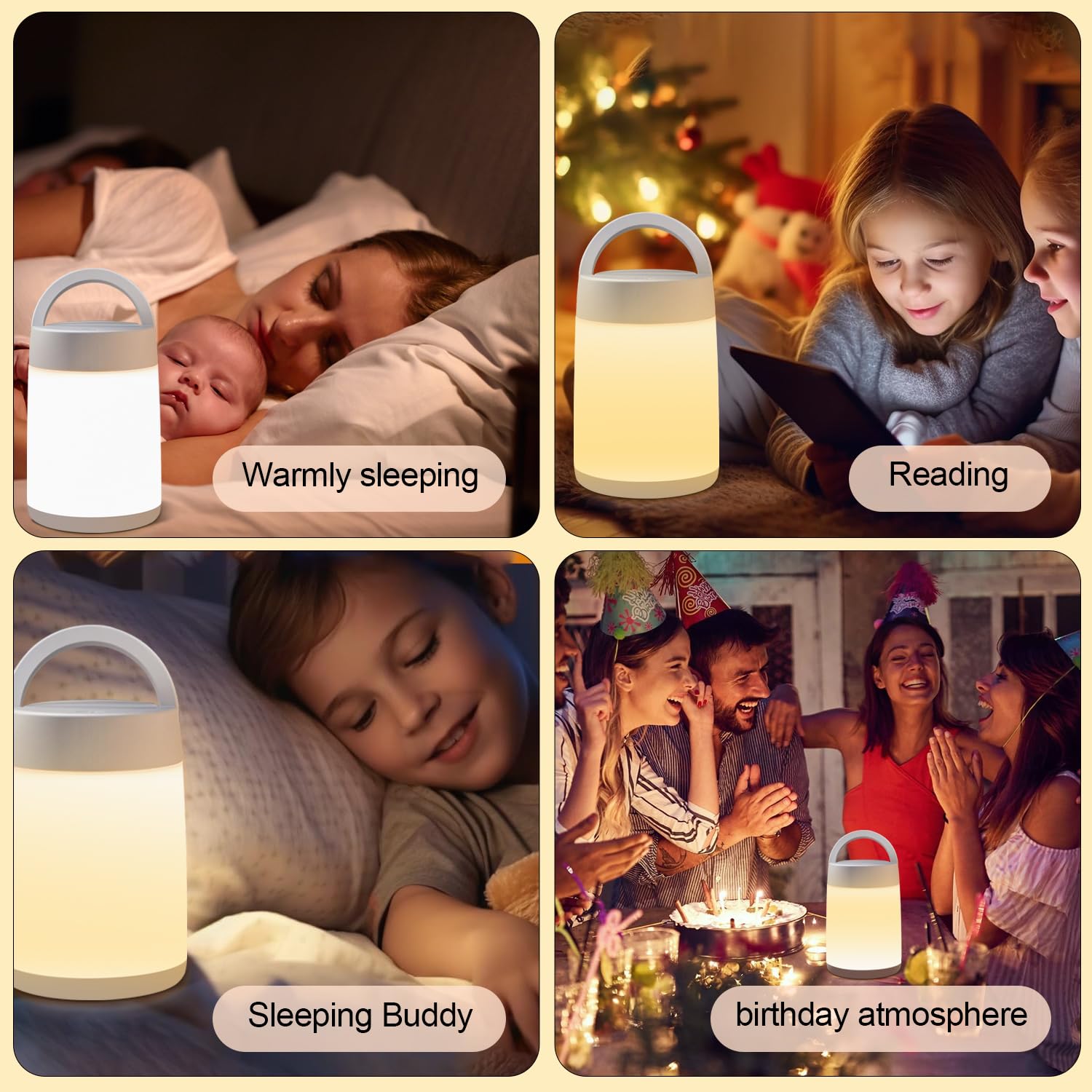 Kinderzimmer-Nachtlicht für Baby, tragbare LED-Touch-Nachtlampe für Kinder und Erwachsene, Stillen, Schlafhilfe, wiederaufladbar, über USB aufladbar, Nachttisch, dimmbar, warmes Nachtlicht