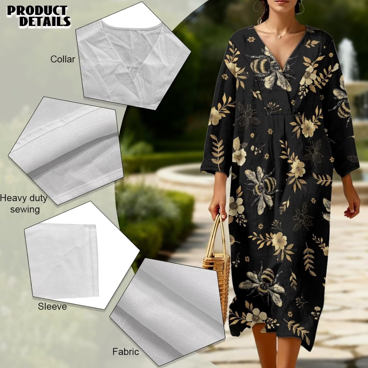 Linen Dress Maternity Dress Long Sleeve Sundress Relaxed Fit Evening Gowns