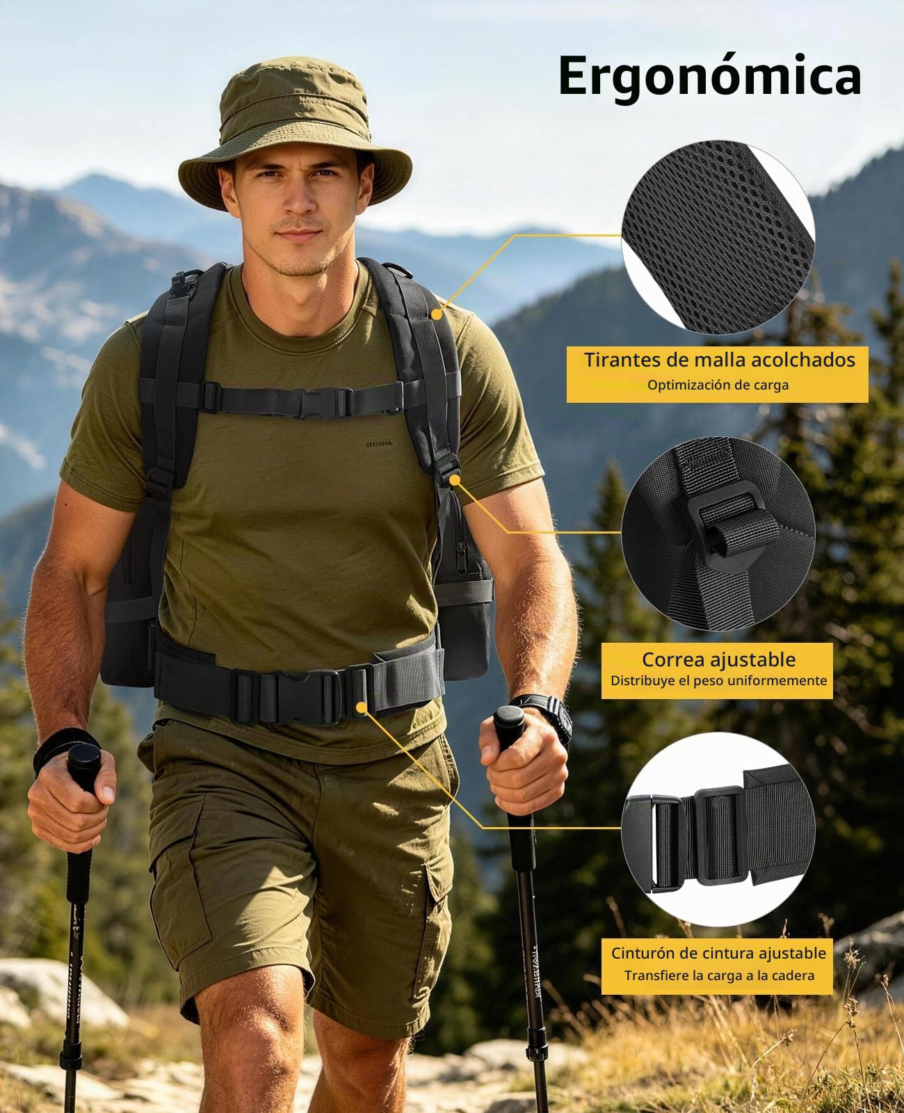 CVLIFE - Mochila táctica militar militar de 60 litros, paquete de asalto grande, bolsa Molle desmontable