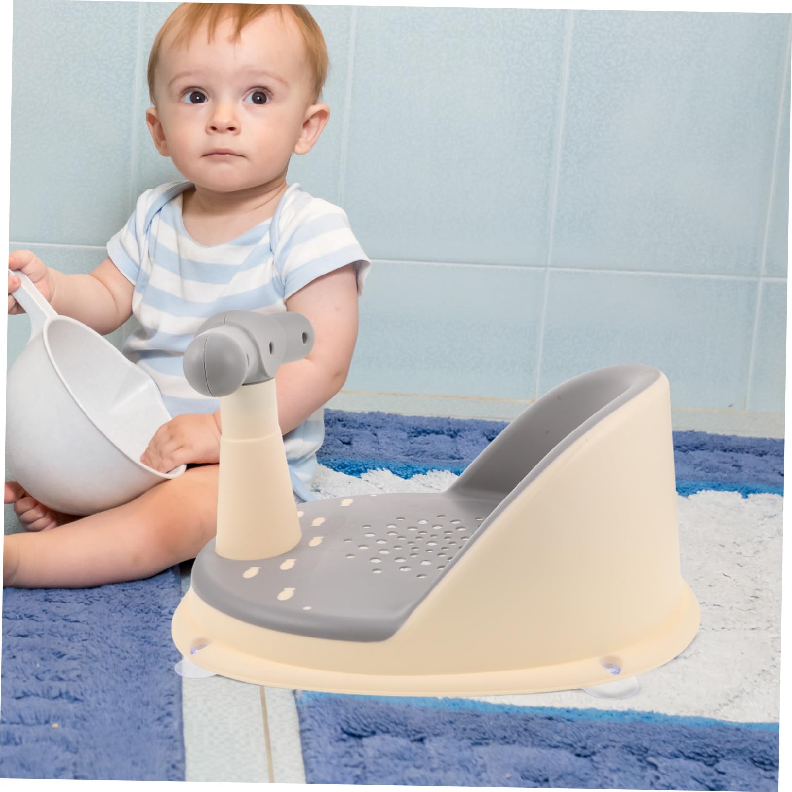 Hohopeti Asiento de Baño para Niña Antideslizante Silla Elevada para Recién Nacido y Soporte Ajustable para Baño Seguro y Cómodo Portátil y Fácil de Limpiar