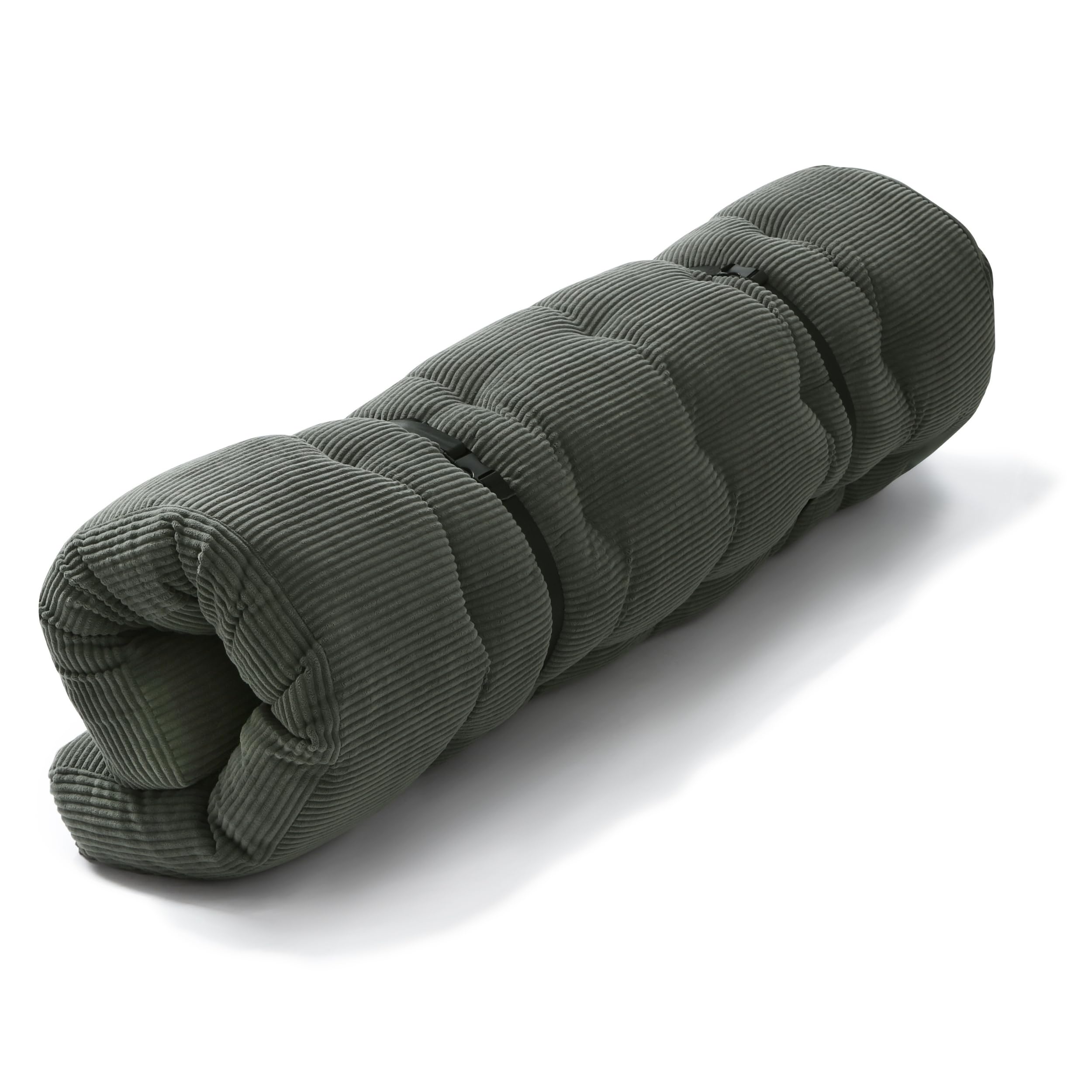 bananair - Futon Giapponese per 2 Persone, Comodo e Spesso, Imbottitura in Schiuma - Velluto a Coste Larghe Morbido ed Elegante - Con Cinghie, Materasso Pieghevole Pratico (160x200 cm, Grigio Scuro)