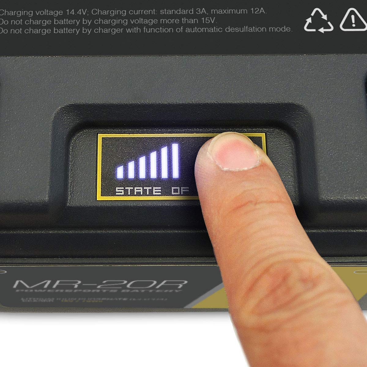 MAXTOOLS MR-18R Batteria 12 V LifePO4 Leggera, per Moto, Quad e ATV, con Cassa Rinforzata e Indicazione Stato di Carica, Destra, 300 cca