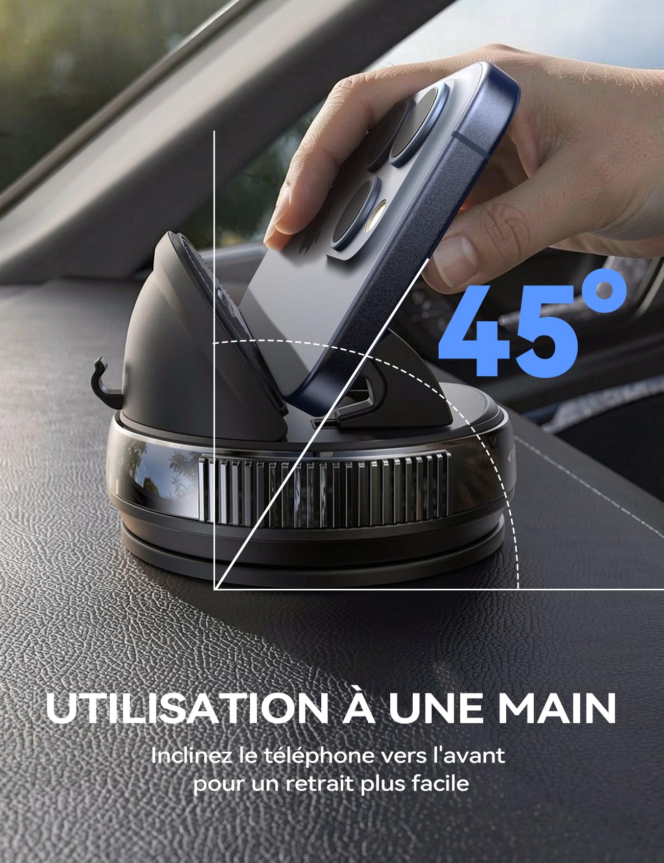 JOYROOM Support Téléphone Voiture Tableau de Bord [Gel & Ventouse] Porte Telephone Voiture Compatible avec Coques jusqu'à 19 mm, Car Phone Holder pour iPhone/Samsung/Google/Android Smartphones