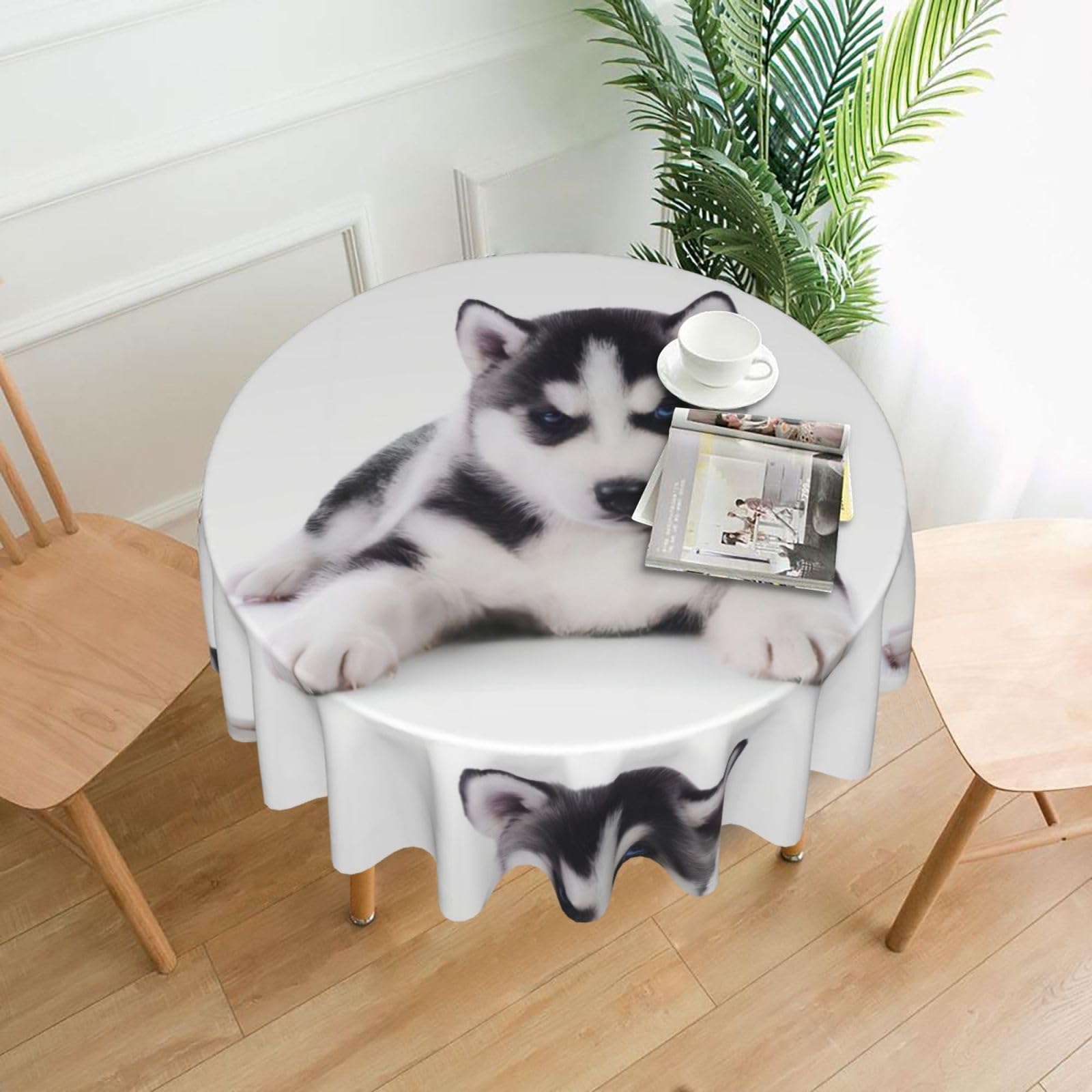 YYHWHJDE Dog Printing Prints Round Decorative Tablecloth 60in - High-Grade Polyester Throw for Elegant Dining & Festive Gatherings