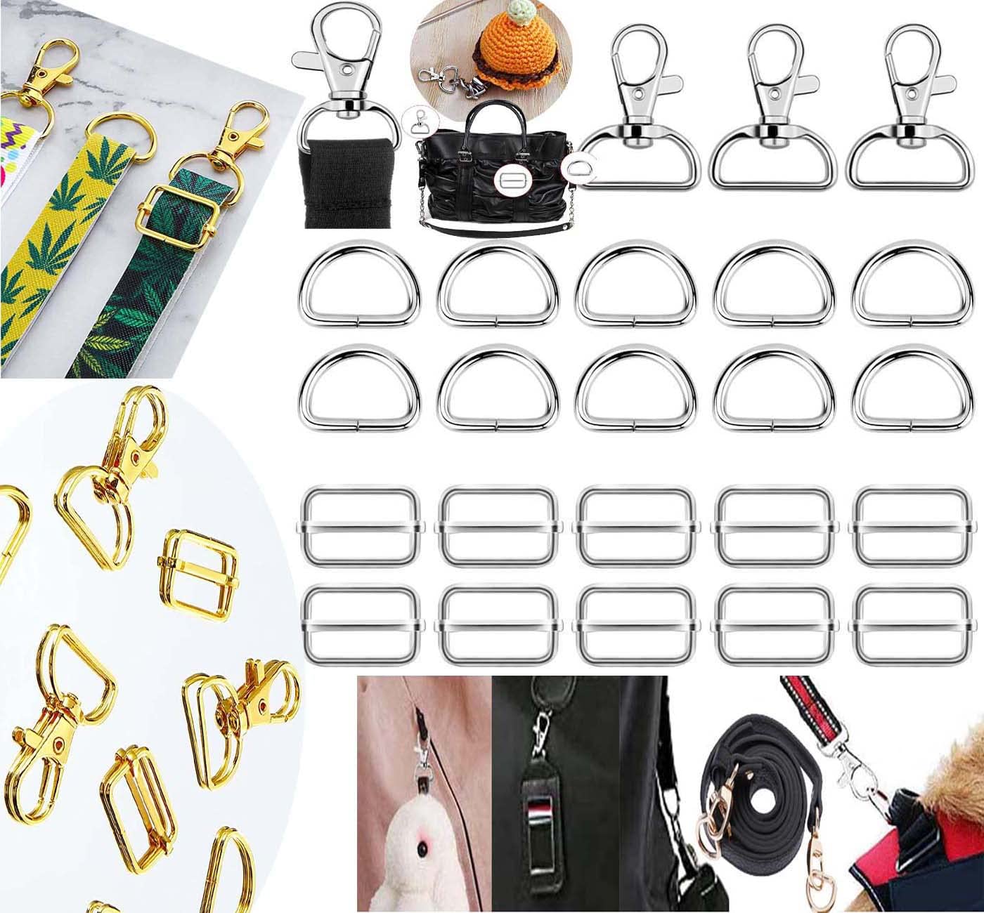 DIY Crafts 1 Set 3x1, Silver, Keychain Key Chain Swivel Hook D Rings and Slide Buckles for Handbag Purse Hardware 1 Set Contain = 1x Swivel Hook 1x D Rings (1 Set 3x1, Silver)