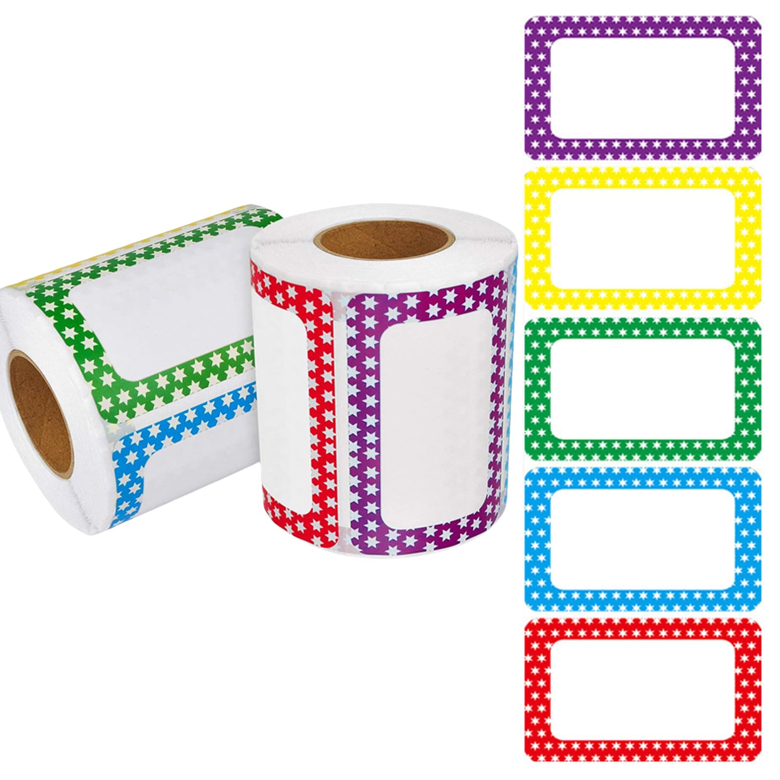 150Pcs Name Tag Labels Stickers Roll,Colorful Star Gift Tags Stickers Birthday Name Gift Labels Stickers for Presents,Birthday Self Adhesive Baby Shower Boxes Cards Kids Party Favor