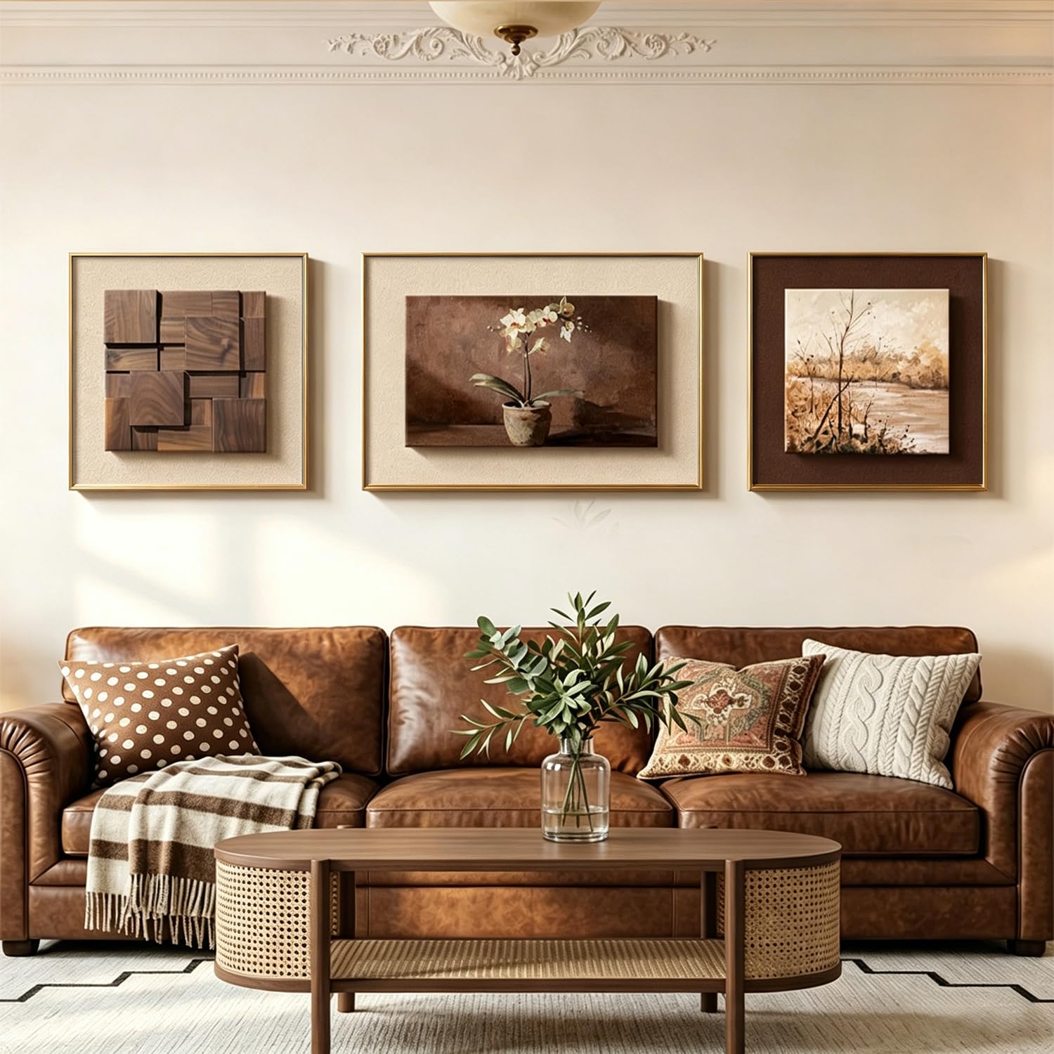 YYBHKHBY Modern-Medieval Style Walls Arts,3D Wood-Grain Triptych Abstract Wall Art in Neutral Tones,Walls Minimalist Wooden Wall Art Decor for Living Room Hallway Dining Room,C,50x70cm