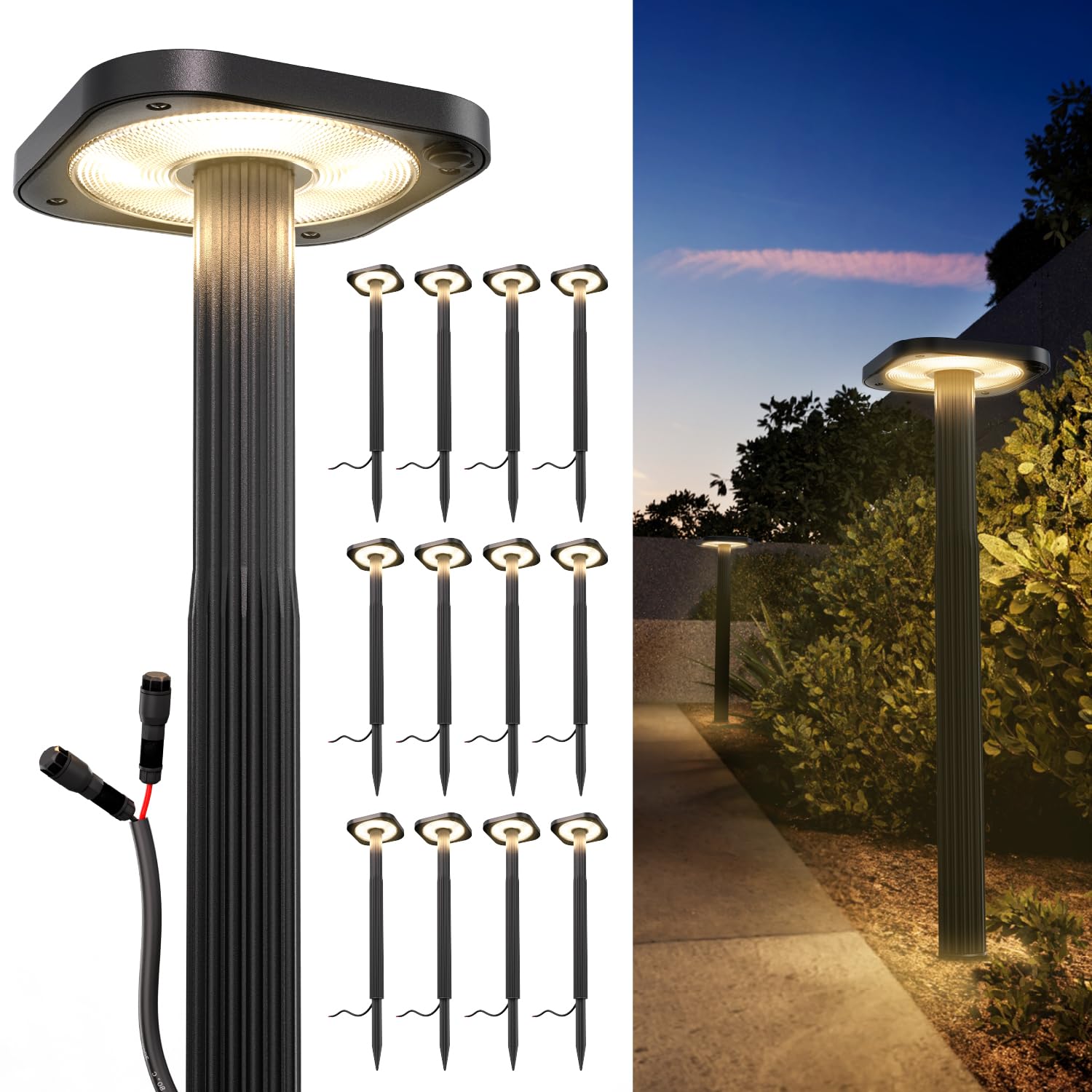 Photo 1 of Sunco 12 Pack Low Voltage Landscape Lighting LED, 3CCT, IP65 Wet Rated