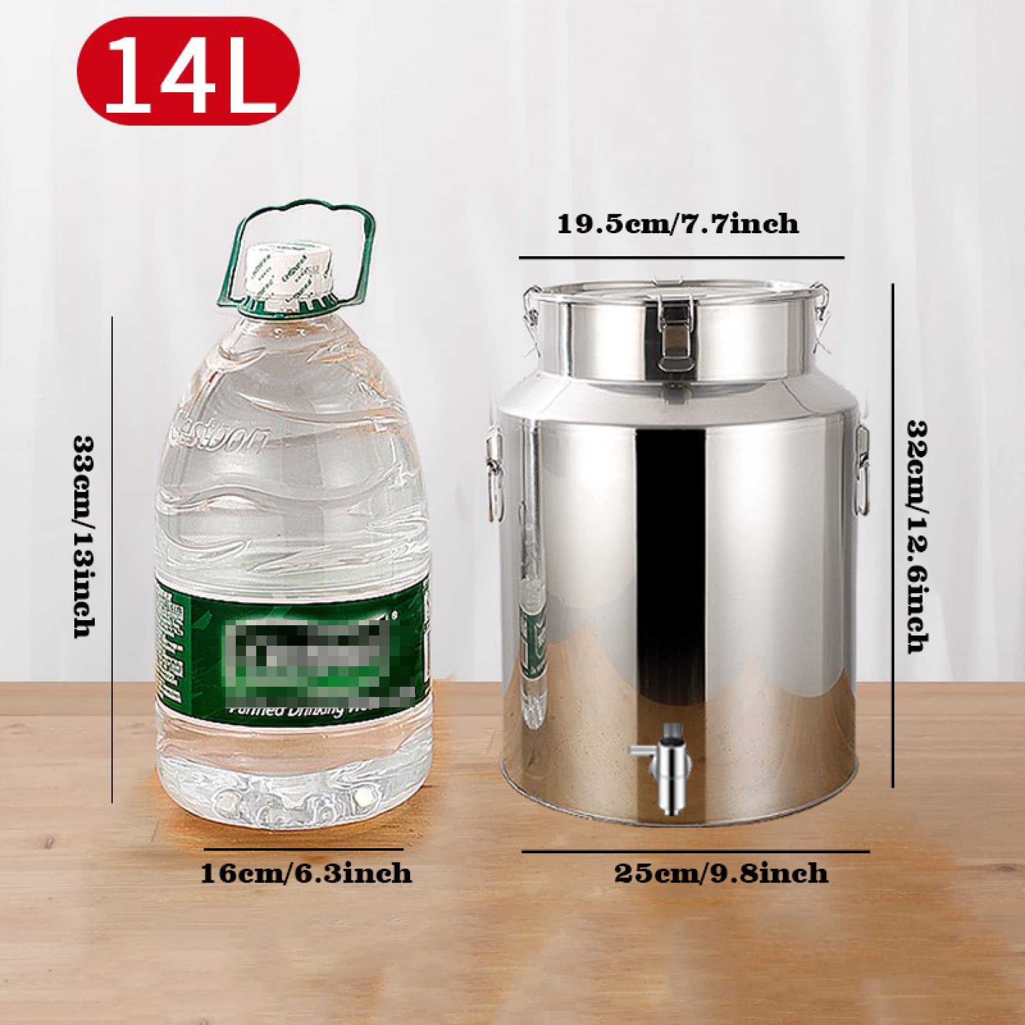 Szczelne wiadro na mleko, 5L/9L/14L/18L 201 Stal nierdzewna Mlecznik Wiadro Butelka Wiadro na wino Beczka na herbatę Mlecznik Wiadro Kanister Z Silikonową Uszczelką Pokrywka Dzbanek Transportowy(With