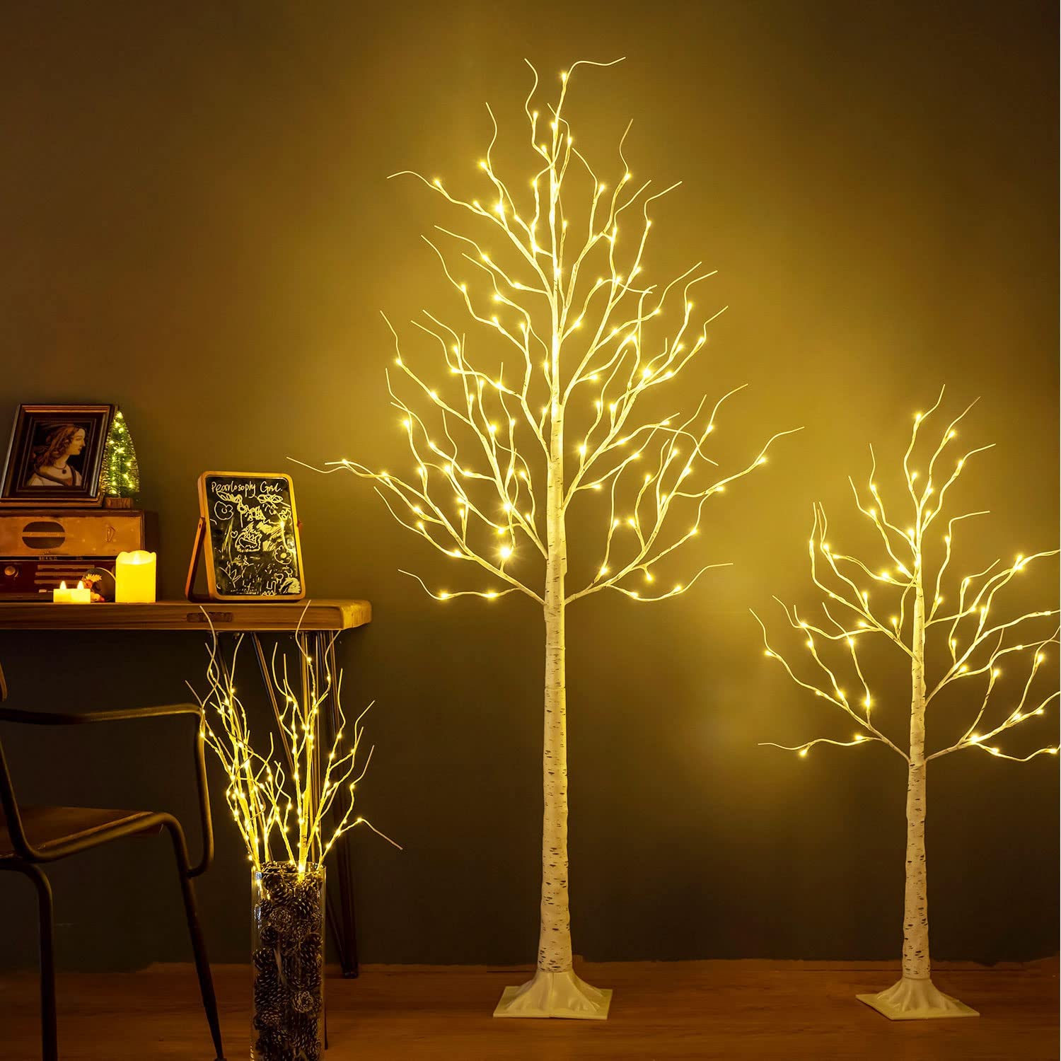 ZHOUDUIDUI Lighted Birch Tree, 6ft 96LED Birch Tree Lights,Artificial Twig Tree Light 9Modes Timer for Indoor Outdoor Valentine’s Day Easter Christmas Home Party Wedding Decor,Warm & Cool White