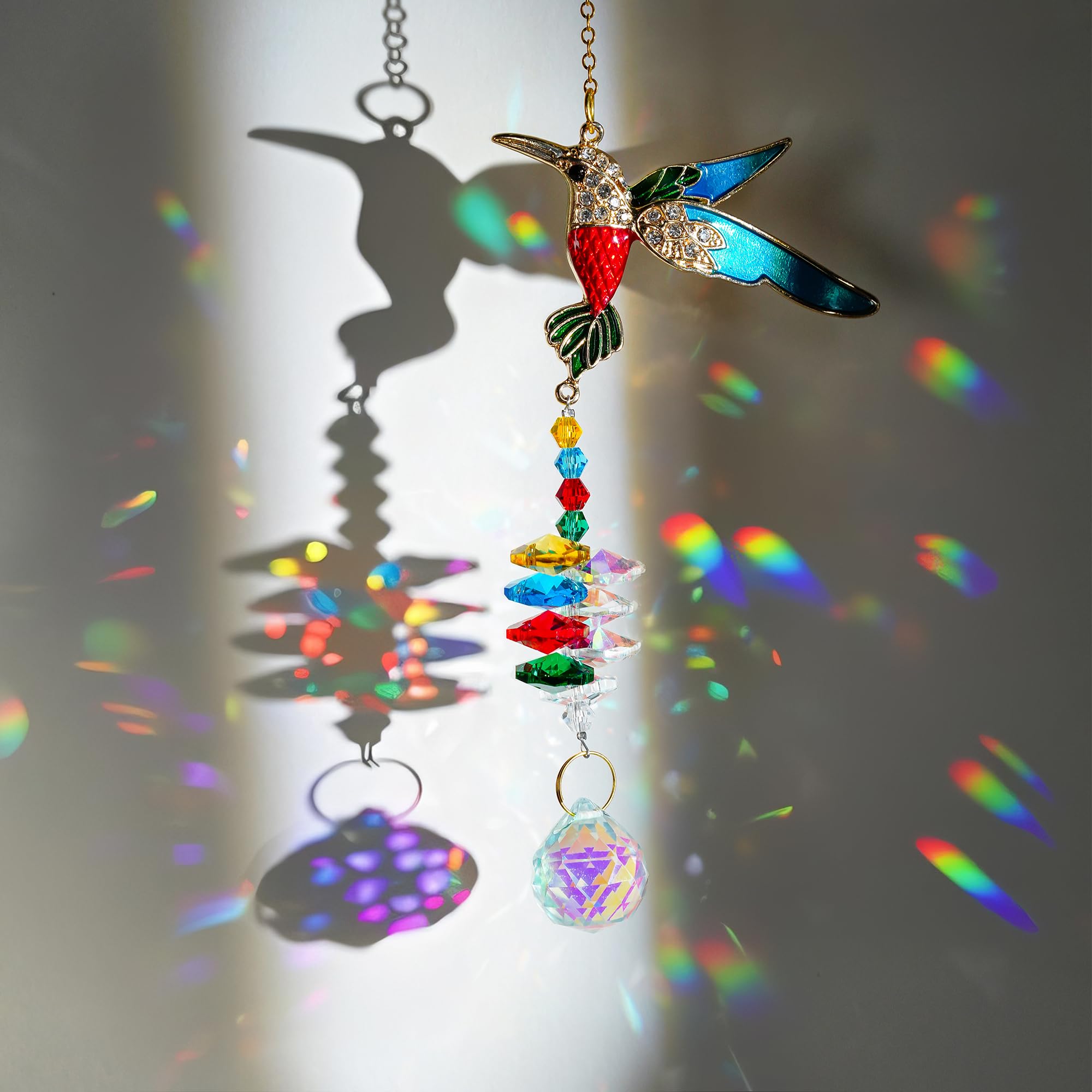 H&D HYALINE & DORA Sparkling Rhinestones Hummingbird Sun Catcher with Crystal Hanging Ornament Rainbow Prisms for Windows Home Garden Party Decor โ image 1