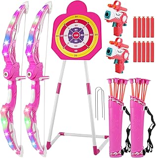 LED Bogenschießen Set, Pfeil und Bogen Spielzeug Outdoor-Spiele für Kinder