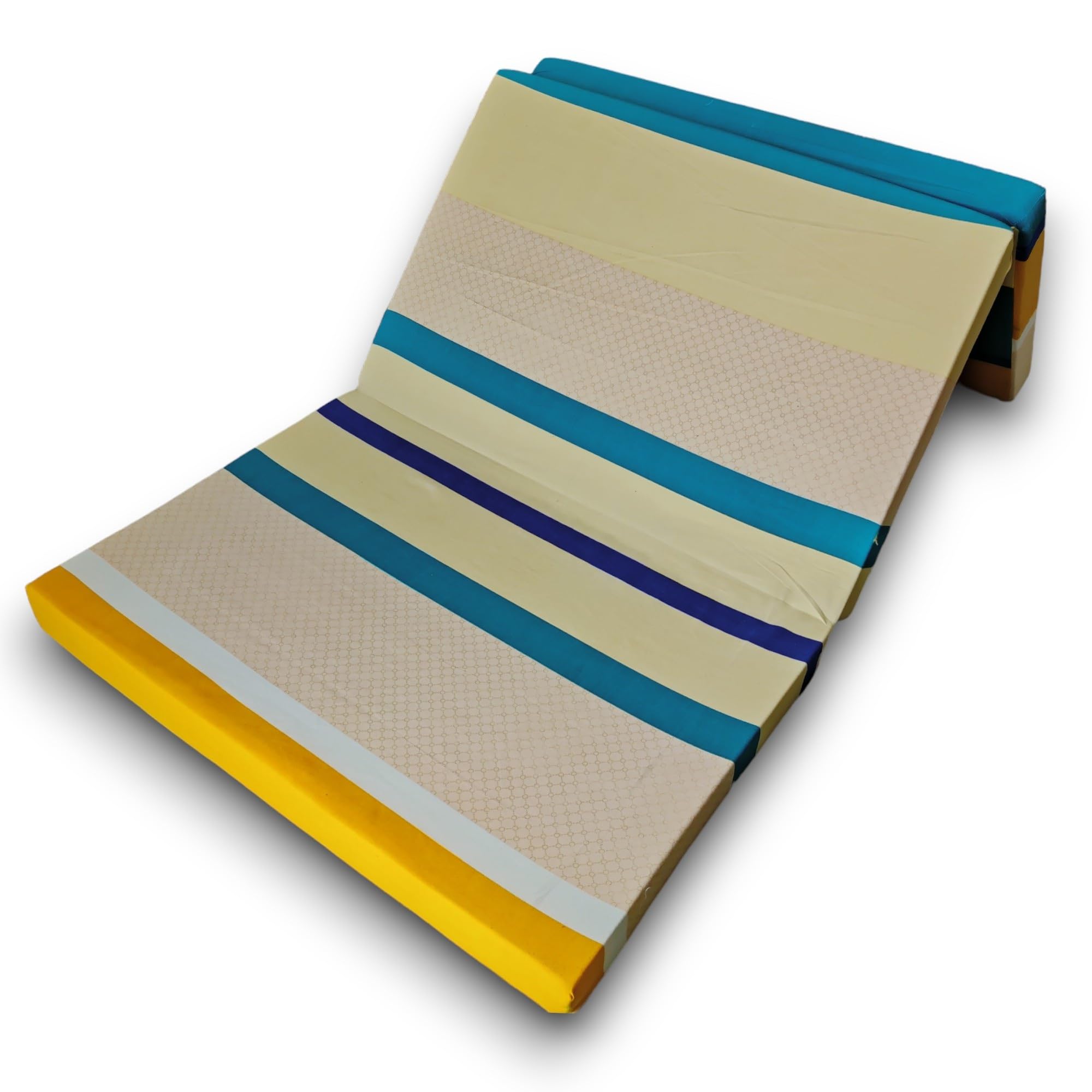 Deevine Craft 3 Fold 3 inch Thick 47X72 inch Tri Folding Medium Hard EPE Foam Floor Light Weight Foldable Movable Cot Mattress, Bed Mattress for Travel, Picnic, Yoga Mat Single Bed Beige Design-image-26