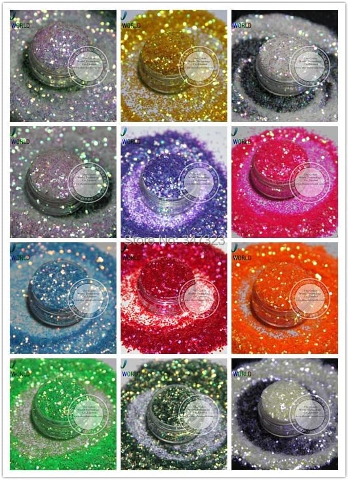 Sprinkling Iridescent Rainbow Colors Glitter spangles for Nail Design and Art and Craft DIY Decoration - (Color: 12 Colors 20g Each)