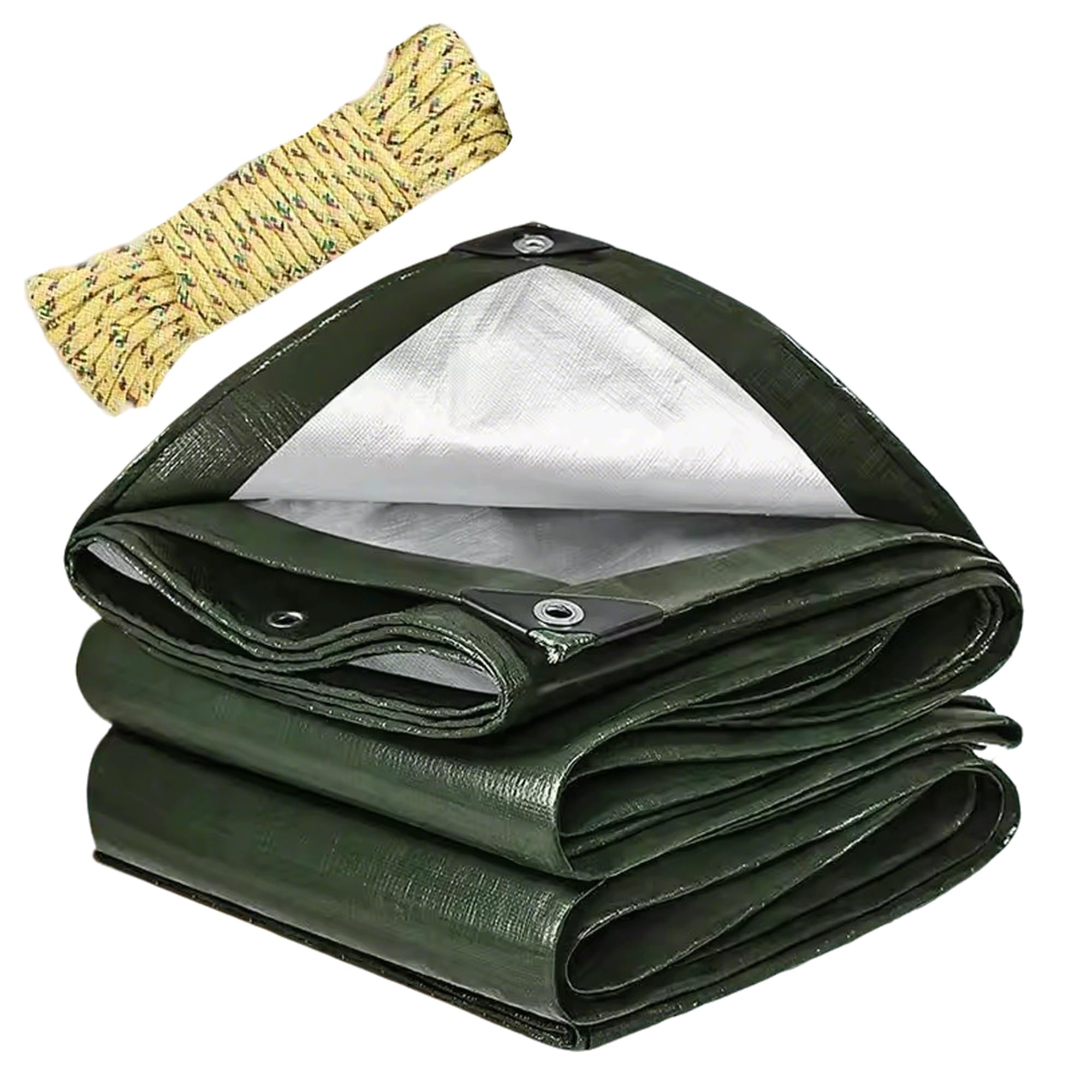 Lona impermeable exterior de PE verde plata 1.5x7m toldo reforzado 220g/m²