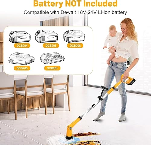 Miniatura 2 de Limpiador eléctrico giratorio de 1500 RPM alimentado por batería, limpiador de ducha eléctrico para bañopisobañerainodoroazulejos, cepillo de