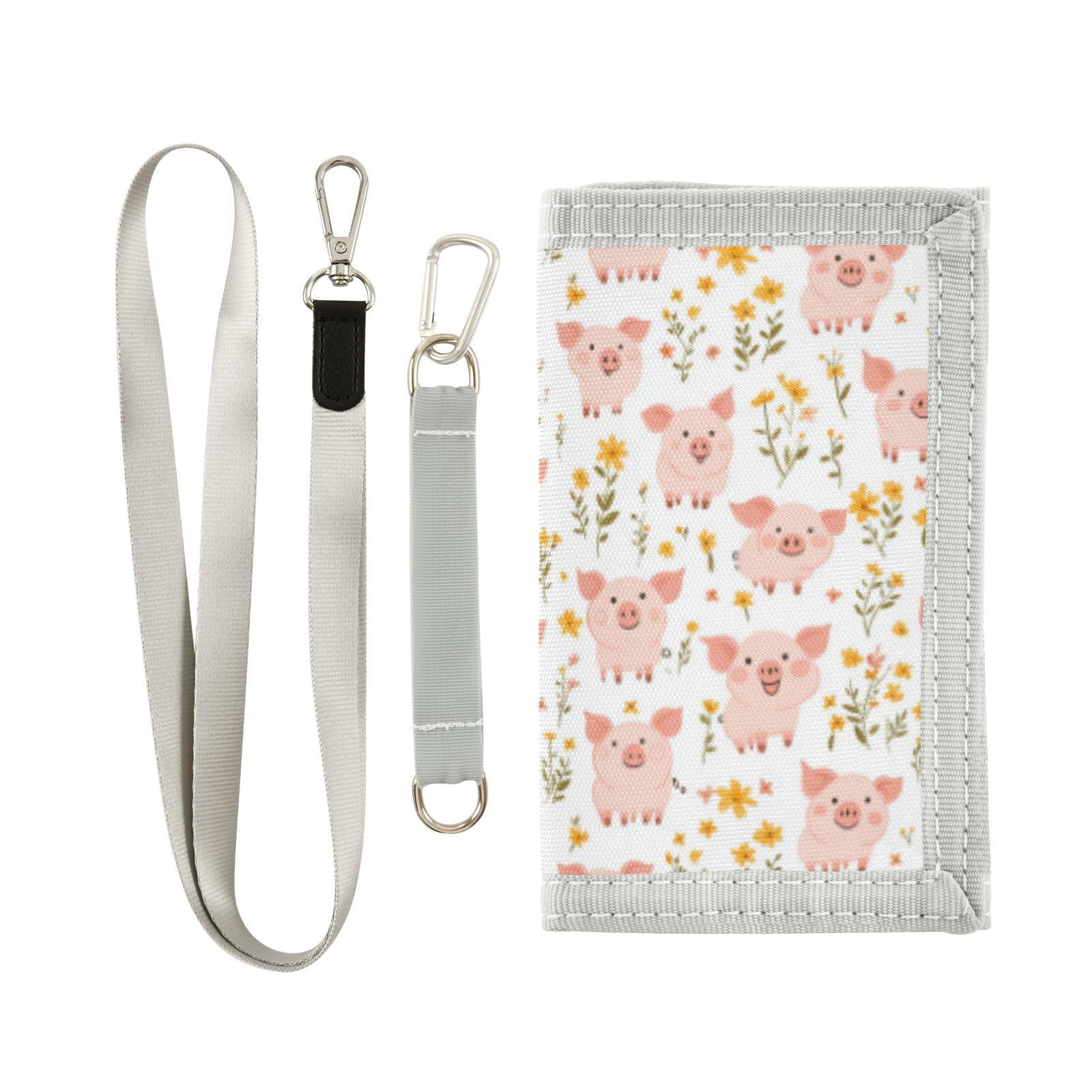 Wusikd Cute Pink Pig Kids Wallet for Boys Girls Toddler Trifold Wallet Novelty Wallet for Teens Women Men