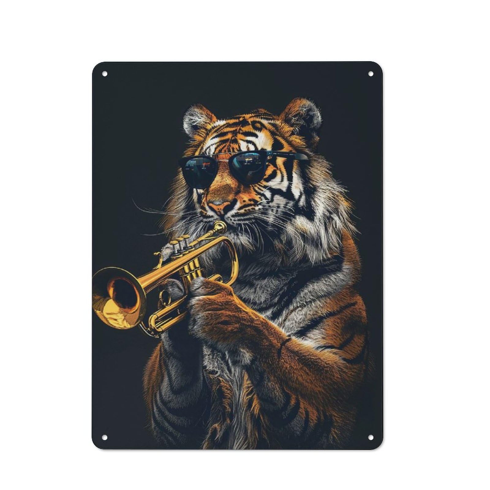 Junmoney Style-1 For Café Or Restaurant, Tiger Trumpet Retro Metal Sign 40X30cm, Gift For Café Owners And Decorators During The Christmas Season