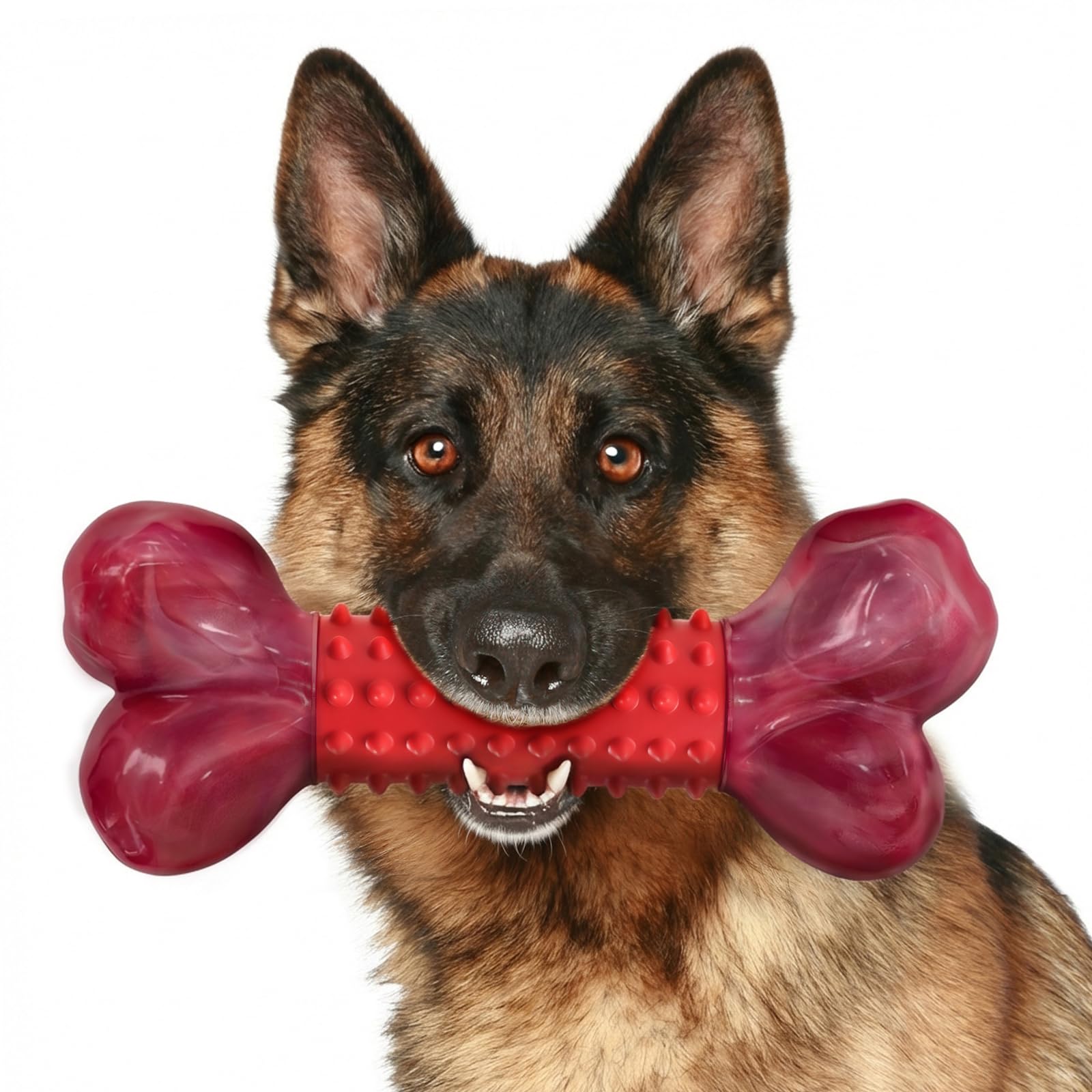 Apasiri Tough Dog Toys for Aggressive Chewers Beef Flavor: 8" Dog Chew Bone for Large Breed, Nylon & Rubber Chew Toy for Medium Large Dogs