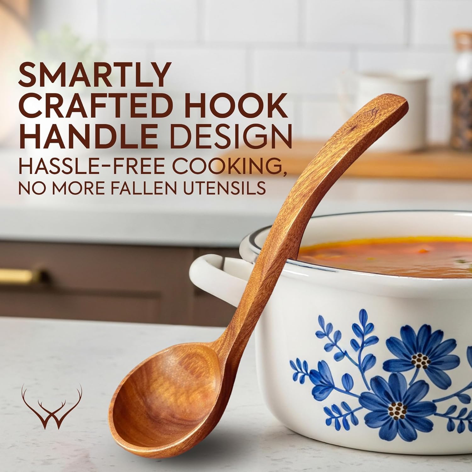 Teak Wooden Ladle Set - Soup & Serving Utensils -4 Teak Wooden Ladle Set - Soup & Serving Utensils -4