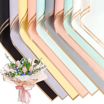 FOIMAS 20 Sheets Flower Wrapping Paper,Waterproof Florist Bouquet Wrapping Paper Supplies for Floral Gift Packaging Craft Supply,10 Colors