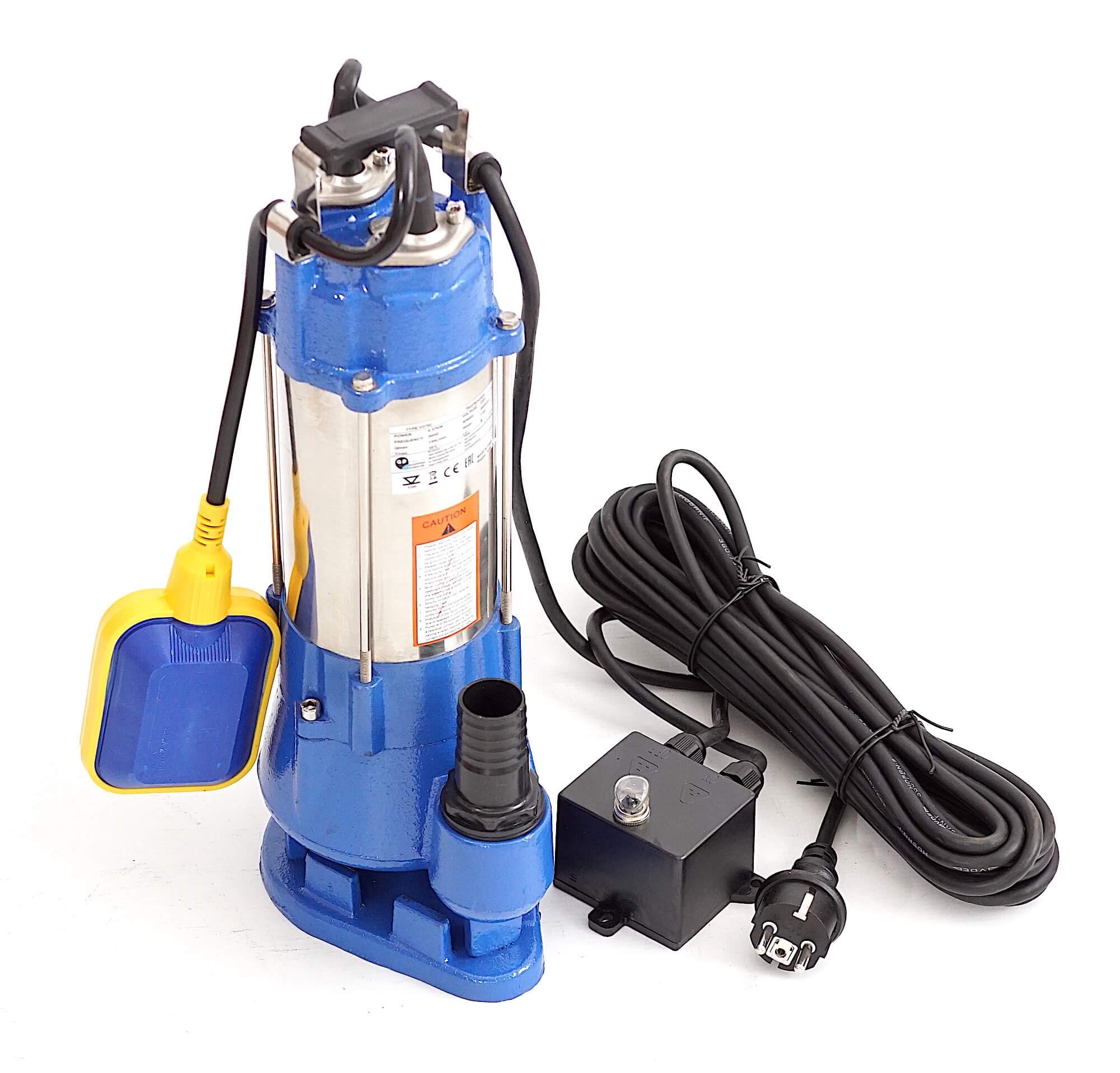 370W Fäkalienpumpe Schmutzwasserpumpe Tauchpumpe Abwasserpumpe mit Schneidwerk + Trockenlaufschutz + Überspannungsschutz